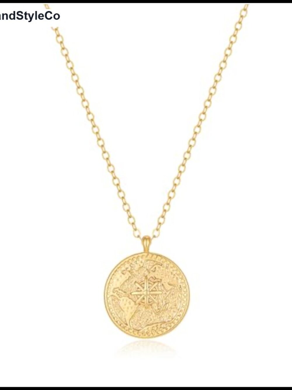 Women's World Map Compass Pendant Necklace, Brass Coin Graduation Gift